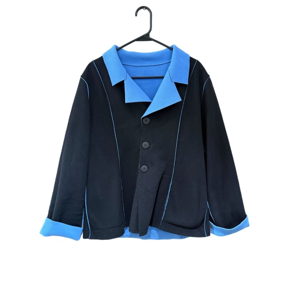 Maralyce Ferree Women's Small Blue & Black Fleece Reversible Jacket USA
